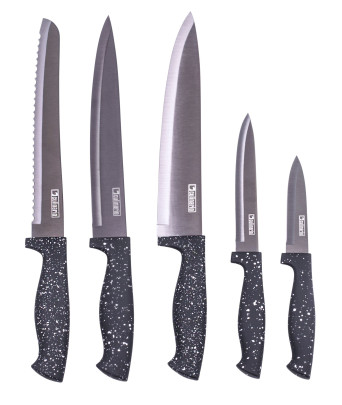culinario 5-tlg Granito Dunkel Küchenmesser Set, Titanium-beschichtet Granit-Optik dunkel