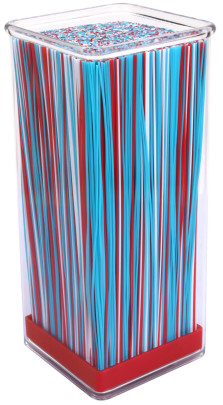 Culinario Messerblock aus Acryl mit farbigem Borsten-Einsatz, in rot, 10 x 10 x 22,5 cm 