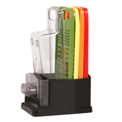 culinario Multi-Reibe mit 4 farbigen Schneide-Einsätzen, Fingerschutz und Auffangbehälter, in praktischer Aufbewahrungsbox 