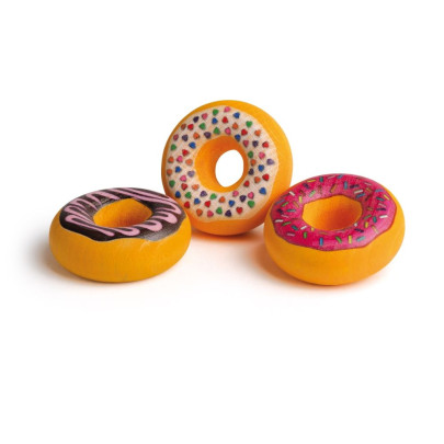 Erzi Doughnuts, Holz Spielzeug, Kaufladenzubehör, Spielzeug-Süßigkeiten, Spielzeug-Donuts, Süßigkeit aus Holz 