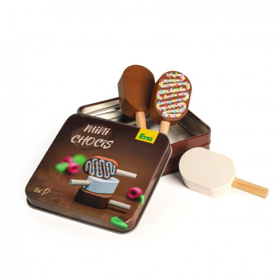 Erzi Eis Mini Chocis in der Dose, Kinder Holz Spielzeug für Markt und Spielzeugküche 