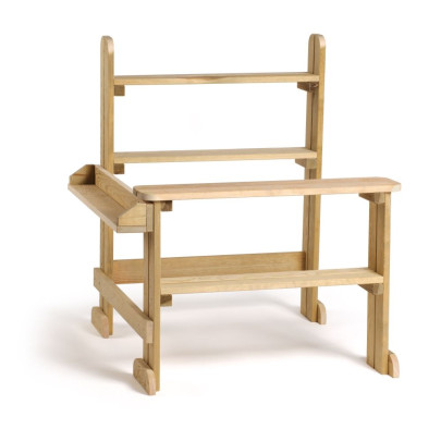 Erzi-Shop Kaufladen Outdoor, Holz Spielzeug, Kaufladenzubehör, Spielzeug-Shop, Ladengeschäft mit vielen Ablagen aus Holz, Kinder Supermarkt 