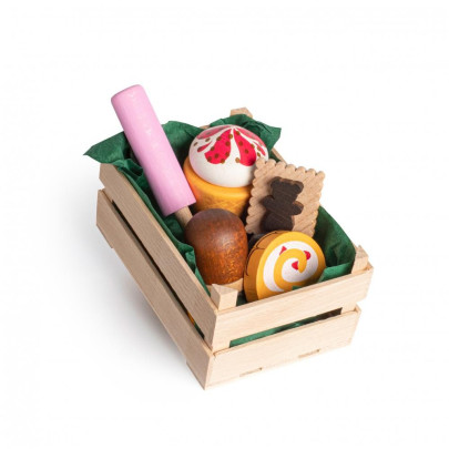 Erzi Sortiment Süßwaren, klein, Kinder Holz Spielzeug für Markt und Spielzeugküche 