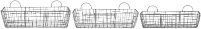 Esschert Design 3er Set Drahtkörbe mit Aufhänge-Haken, 52,8 x 13,4 x H13,4 cm, länglich, aus Eisendraht, in 3 verschiedenen Größen 