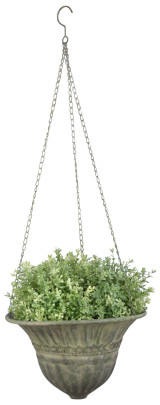 Esschert Design Aged Metal Grün Hanging Basket S aus veraltetem Metall, 25,3 x 25,3 x 18,4 cm 