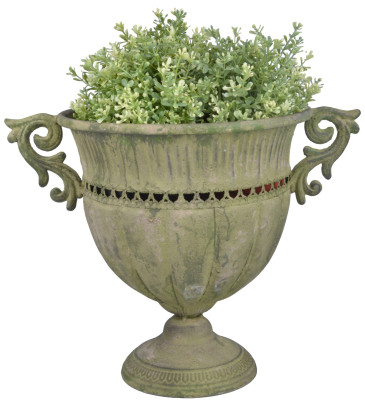 Esschert Design Aged Metal Grün Vase rund L aus veraltetem Metall, 39,5 x 28,0 x 30,6 cm 