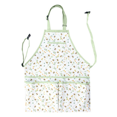 Esschert Design Bienenmuster Schürze mit 3 Bauchtaschen, universell verstellbar, H100 x 52 cm 