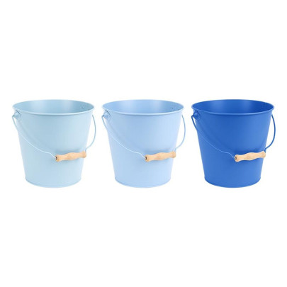 Esschert Design  Blautöne Zink Eimer mit Holzgriff, Ø 20 cm, 4800ml, farbig sortiert, Wasser Eimer für Gartenarbeit, Kompost Eimer 