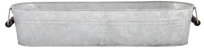 2 Stück Esschert Design Blumentopf, Übertopf in grau aus verzinktem Metall, lang, ca. 59 cm x 17 cm x 12 cm Anzahl: 2 Stück