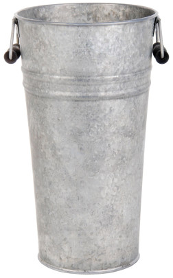 Esschert Design Blumentopf, Übertopf Vase in grau aus verzinktem Metall, Größe L, ca. 19 cm x 16 cm x 30 cm 4000 | Anzahl: 1 Stück