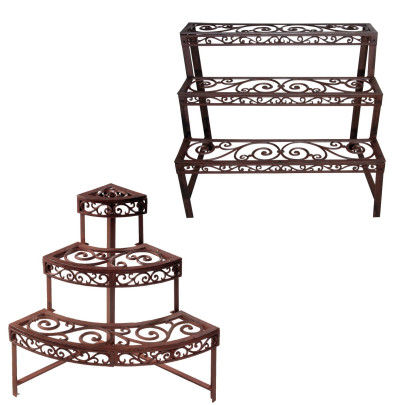 Esschert Design Blumentreppe, Blumenregal aus rötlichem Gusseisen, verschiedene Ausführungen 