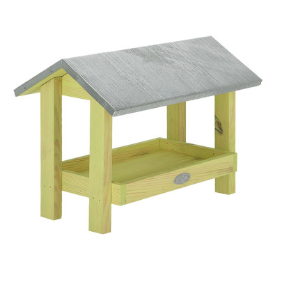 Esschert Design  Bodenfuttertisch mit Metalldach, Futterstation für Nüsse, Futtermischungen, Kerne 