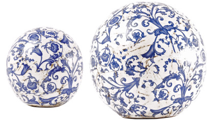 Esschert Design Dekokugel, Gartenkugel aus Keramik in blau-weiß, verschiedene Größen 