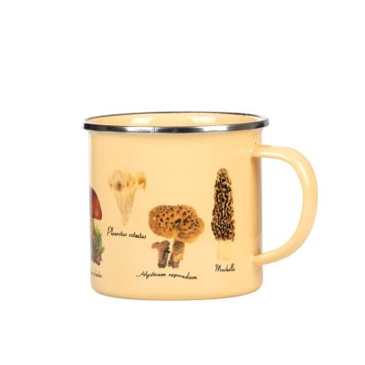 Esschert Design Emaille Becher Pilze Ø10 x Höhe 9 cm Trinkbecher für Kaffee, Tee bei Camping & Ausflügen 