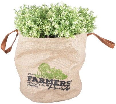 Esschert Design Farmers' Pride Pflanztasche L aus Jute, PE und PU, 40,0 x 40,0 x 39,0 cm 