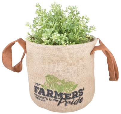 Esschert Design Farmers' Pride Pflanztasche S aus Jute, PE und PU,21,0 x 21,0 x 18,0 cm 