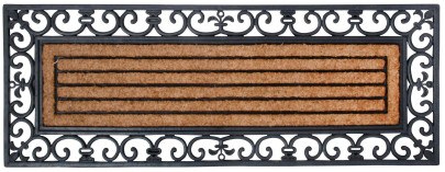 Esschert Design Fußmatte aus Gummi/Kokos-Einlage, rechteckig, 120 x 45 cm in schwarz 