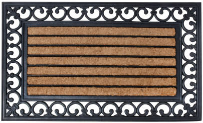Esschert Design Fußmatte aus Gummi/Kokos-Einlage, rechteckig, 76 x 45 cm in schwarz 