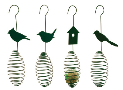 Esschert Design Futterfeder, Vogelfutter-Spirale, Halterung für Futterball, Futterkugel, sortiert, 1 Stück, ca. 11 cm x 7,5 cm x 35 cm 