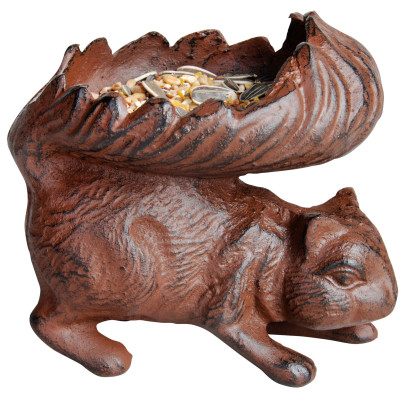 Esschert Design Futterschale, Vogeltränke Motiv Eichhörnchen, ca. 15 cm x 11 cm x 14 cm 