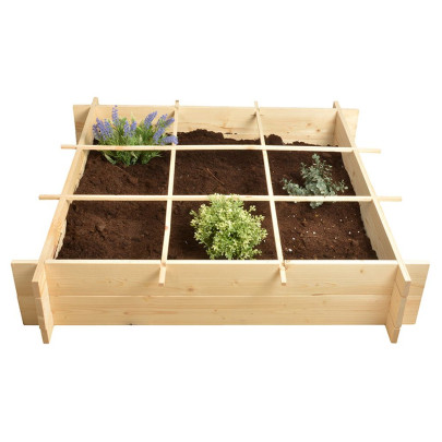 Esschert Design Garten Beet Quadratmeter Holz aus Kiefernholz und PP, 100,0 x 100,0 x 20,0 cm 