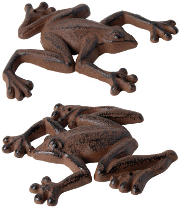 2 Stück Esschert Design Gartenfigur, Skulptur Frosch aus Gusseisen, sortiert, ca. 14 cm x 12 x 1,7 cm Anzahl: 2 Stück