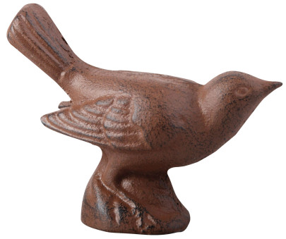 Esschert Design Gartenfigur, Skulptur Motiv Vogel, geduckt aus Gusseisen in braun, ca. 11 cm x 4,9 cm x 8,6 cm 