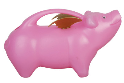 Esschert Design Gießkanne, Wasserkanne Motiv fliegendes Schwein in pink, ca. 29 cm x 13 cm x 17 cm 