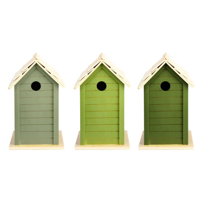Esschert Design Grüntöne Serie Vogelhaus, farbig sortiert, verschiedene Grüntöne, hellgrün/grün/dunkelgrün, Farbwahl nicht möglich 