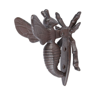 Esschert Design Gusseisen Türklopfer Motiv Biene, Bienenfigur als klassische Türglocke L 8 x B 12 x H 12,5 cm 