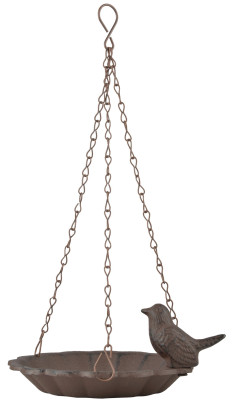 Esschert Design Hängende Vogeltränke, 1 Vogel aus Gusseisen, 16,0 x 16,0 x 7,6 cm 