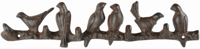 Esschert Design Hakenleiste "Vögel auf Ast", aus dem Material "Gusseisen", 42,9 x 4,3 x 10,2 cm 