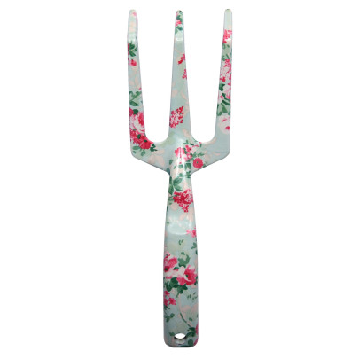 Esschert Design Handharke mit Rosendruck, aus Metall, 23 cm lang, 7,5 cm breit, 3 Haken, Gartenwerkzeug, Handharke, Gartenharke, mit Aufhänge-Öse 