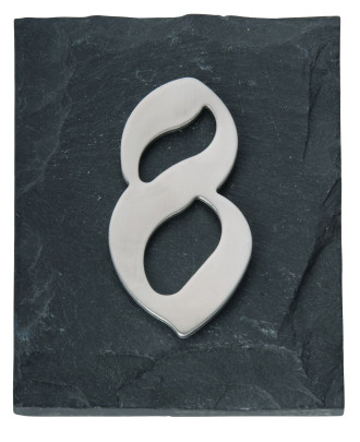 Esschert Design Hausnummer 8 aus Edelstahl, Schriftbild Kreide, ca. 5 cm x 10 cm Ziffer 8