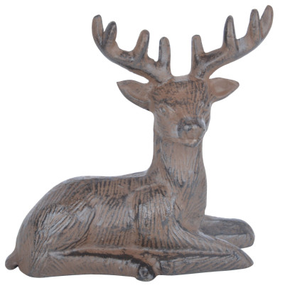 Esschert Design Hirsch liegend aus Gusseisen, 16,1 x 7,5 x 14,4 cm 