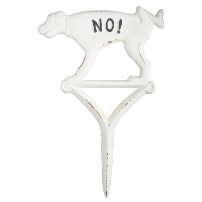 Esschert Design Hundeschild pinkeln "No!" weiß aus Gusseisen, 20,5 x 1,2 x 31,5 cm 