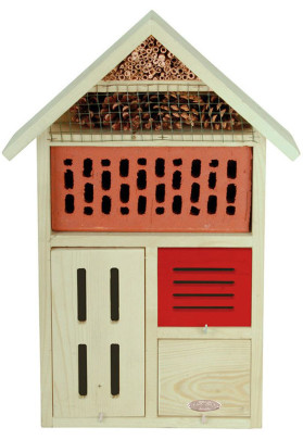 Esschert Design Insektenhotel, Insektenhaus aus Holz mit Metalldach, ca. 37 cm x 11 cm x 57 cm 
