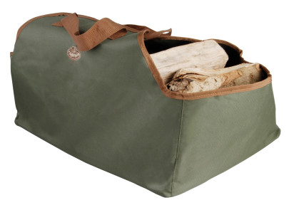 Esschert Design Kaminholz-Tragetasche, Brennholztasche in grün, ca. 59 cm x 40 cm x 39 cm 