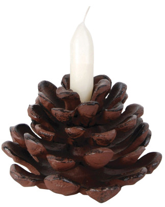 Esschert Design Kerzenleuchter, Kerzenständer Motiv Tannenzapfen, ca. 14 cm x 14 cm x 11 cm 