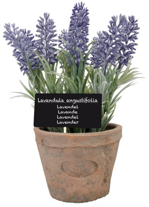 Esschert Design Kunststoffpflanze Lavendel im Topf, Größe L, ca.11 cm x 11 cm cm x 22 cm L | Lavendel