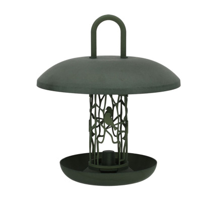 Esschert Design Meisenknödelsilo recycelt mit Futterschale 26,5 x 26,5 x 30 cm Saatgutspender aus 100 % Polypropylen Vogelhaus Futterspender 