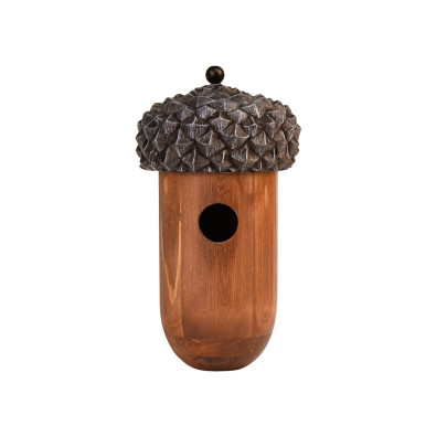 Esschert Design Nistkasten Eichel aus Kiefernholz/Kunststoff, Ø 13,9 x 25,3 cm, Vogel Nistkasten zur Wandmontage 