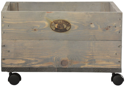 5 Stück Esschert Design Pflanzkasten auf Rollen, 39 x 39 x 25 cm, aus Holz, Größe S, mit 4 Kunststoffrollen, Holzkiste, Holzbox, Aufbewahrungsbox 39 x 39 x 25 cm | Anzahl: 5 Stück