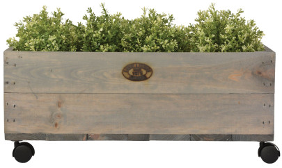 2 Stück Esschert Design Pflanzkasten auf Rollen M, 59 x 39 x 25 cm, aus Holz, Größe M, mit 4 Kunststoffrollen, Holzkiste, Holzbox, Aufbewahrungsbox 59 x 39 x 25 cm | Anzahl: 2 Stück