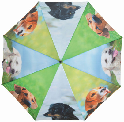 Esschert Design Regenschirm Hunde, aus den Materialien "Polyester, Metall und Holz", 120,0 x 120,0 x 95,0 cm 