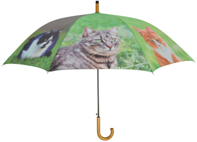 Esschert Design Regenschirm Katzen, aus den Materialien "Polyester, Metall und Holz", 120,0 x 120,0 x 95,0 cm 