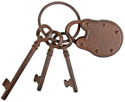 Schlüsselbund mit Schloss & 3 Schlüsseln | Esschert Design Anzahl: 1 Stück