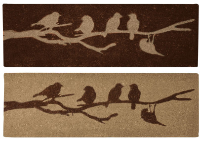 Esschert Design Schmutzfangmatte, Fußmatte mit Motiv Vögel auf Ast aus Kokos, breit, 1 Stück, sortiert, 120 cm x 40 cm 