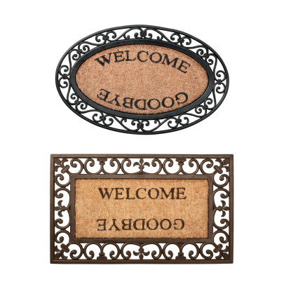 Esschert Design Schmutzfangmatte, Fußmatte mit Motiv "Welcome/Goodbye" aus Gummi mit Kokoseinlage, verschiedene Formen 