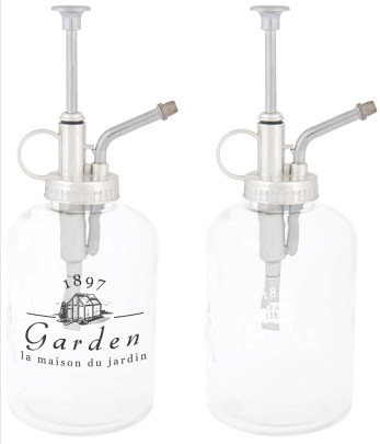 Esschert Design Sprühflasche, Zerstäuber mit Motiv "Garden", sortiert, 1 Stück, ca. 9,4 cm x 7,7 cm x 20 cm 